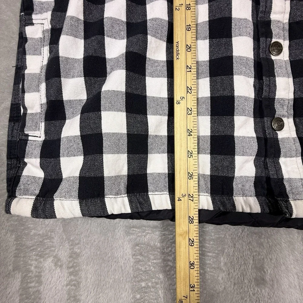 Brazos Work Force Men's‎ Black/white Plaid Flannel Jacket Shirt XL Quilted Lined